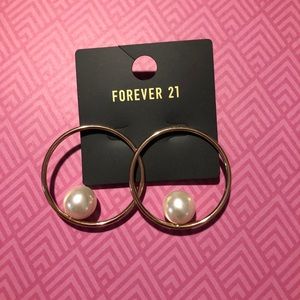 Forever 21 pearl hoop earrings
